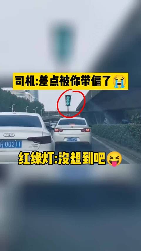 道路信號燈你怎么跑這來了？司機(jī)：差點(diǎn)被你帶偏了！